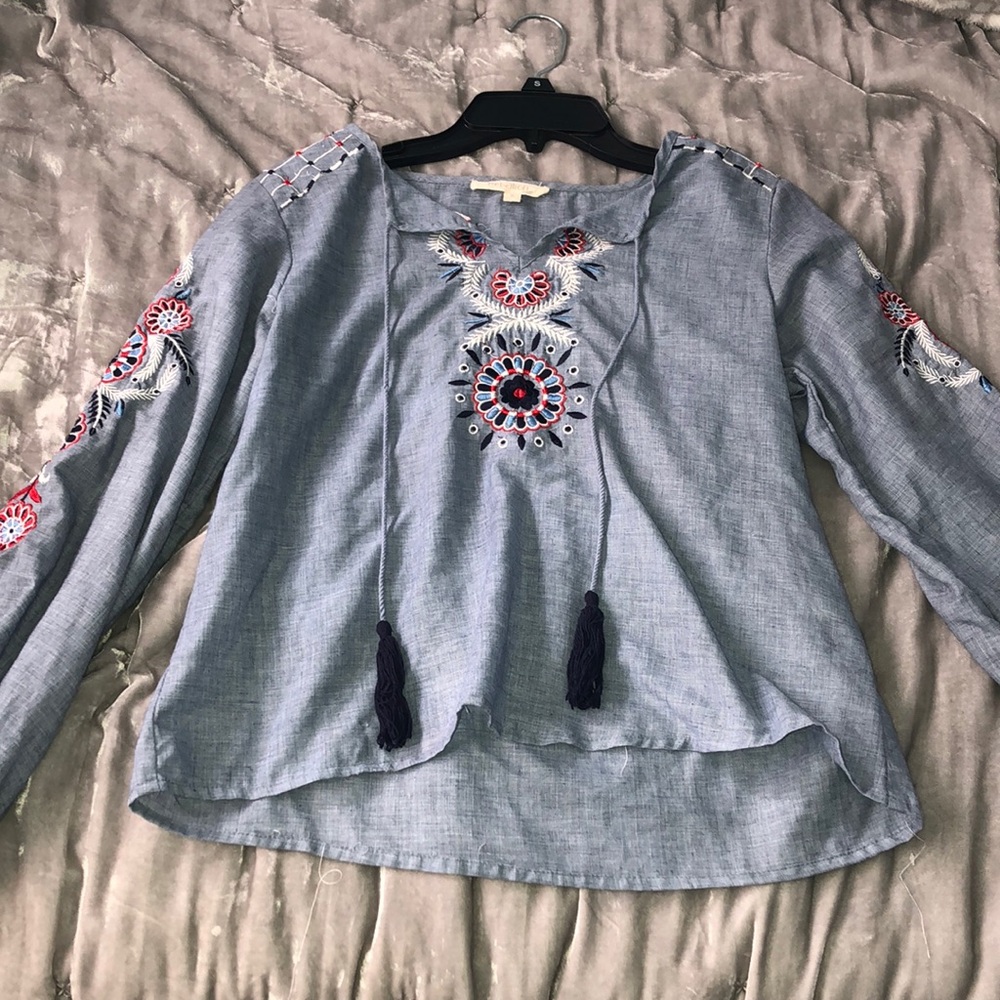 Blue embroidery top